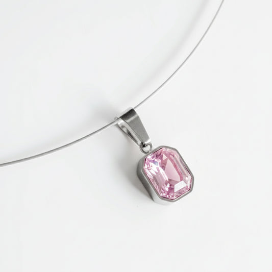 SQUARE STEEL PINK CRYSTAL