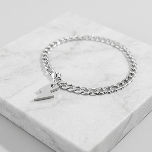 THUNDER. PULSERA CON RAYO DE CONCRETO Y CADENA ACERO