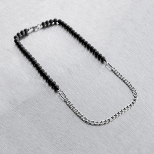 COLLAR ONIX CON CADENA ACERO