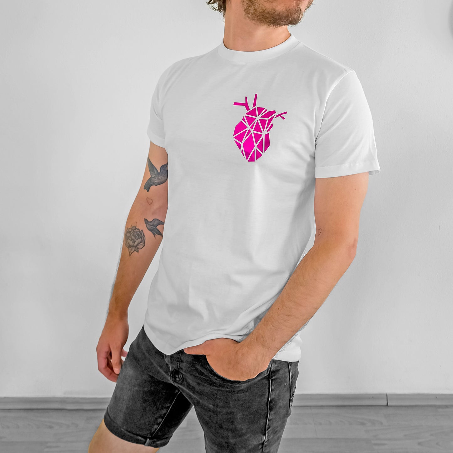 METALLIC PINK HEART TEE