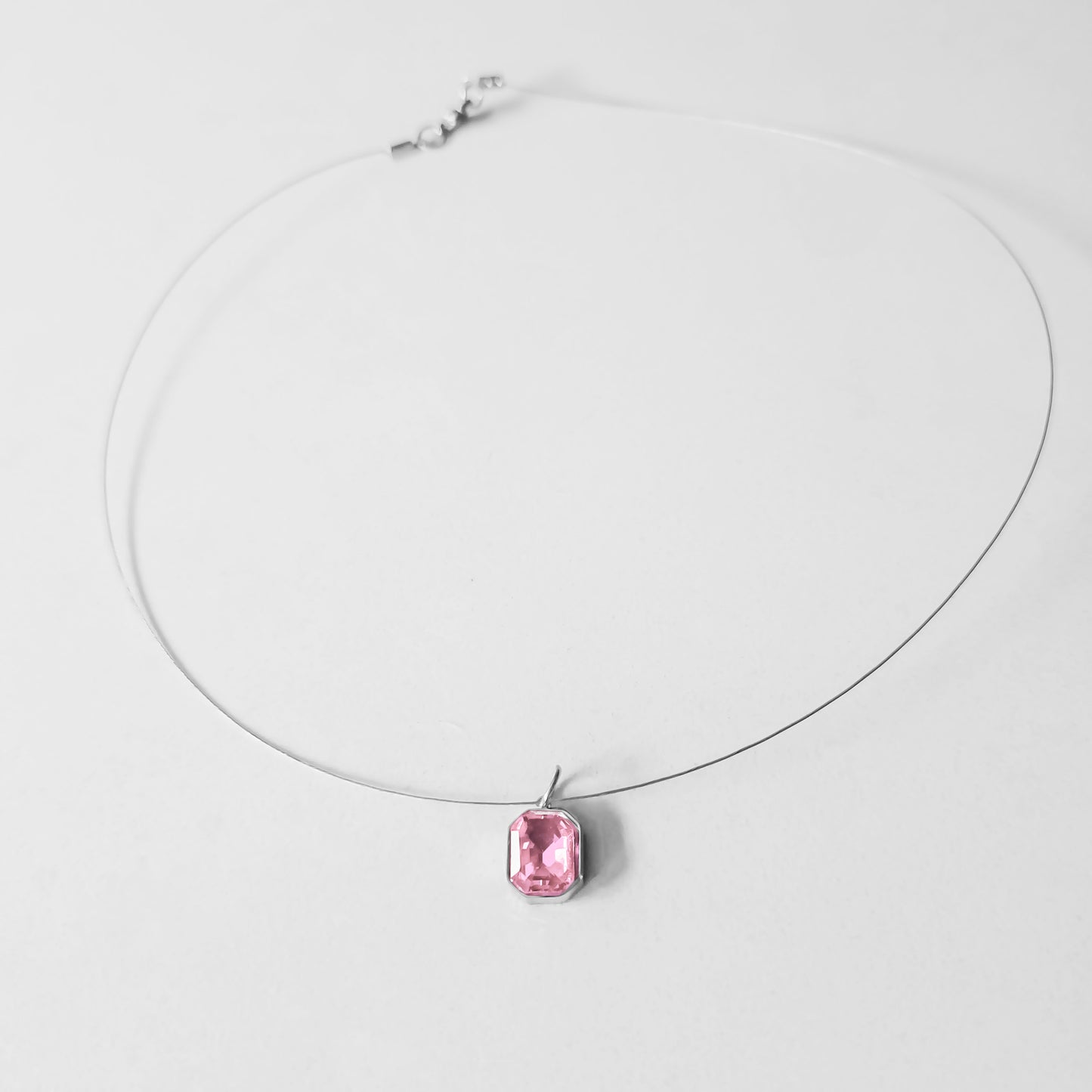 SQUARE STEEL PINK CRYSTAL
