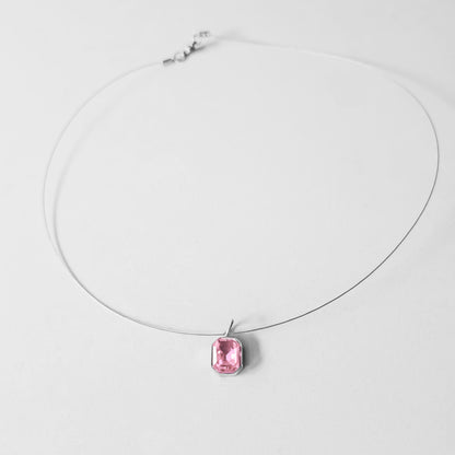 SQUARE STEEL PINK CRYSTAL