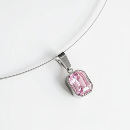 SQUARE STEEL PINK CRYSTAL