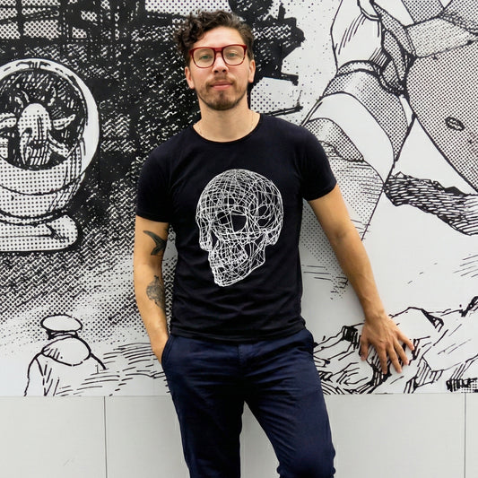 SKULL GRID BLACK TEE