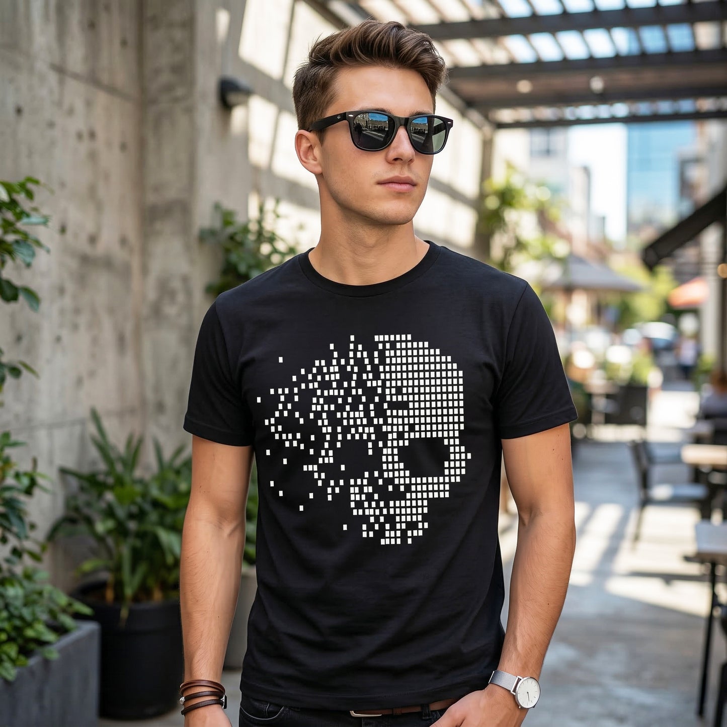 SQUARES SKULL BLACK TEE