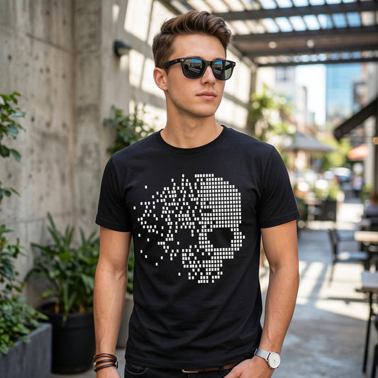 SQUARES SKULL BLACK TEE