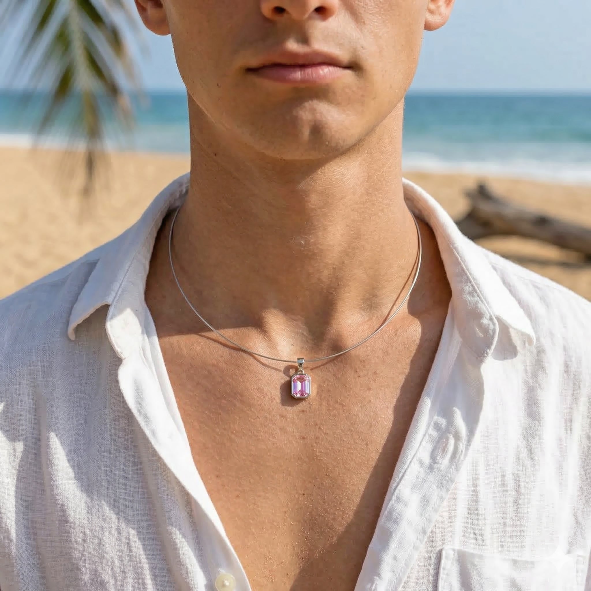 SQUARE STEEL PINK CRYSTAL