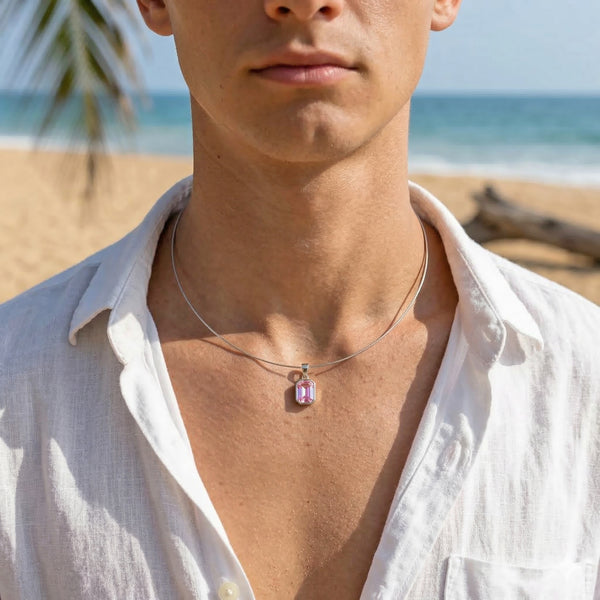 SQUARE STEEL PINK CRYSTAL