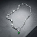 SQUARE GREEN CRYSTAL STEEL CHAIN