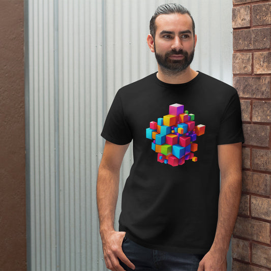 3D CUBES BLACK TEE