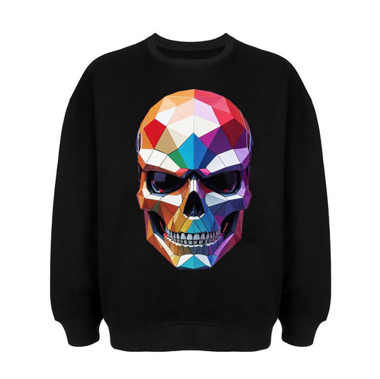 3D COLOR SKULL BLACK HOODIE