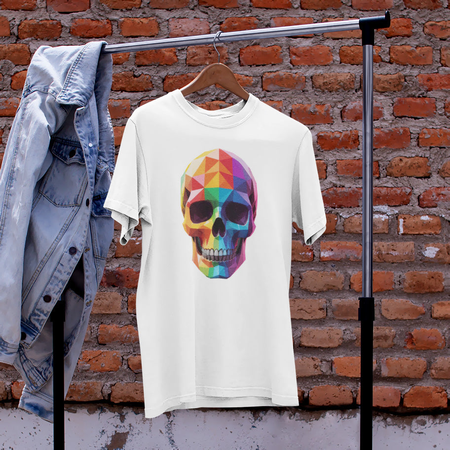 RAINBOW SKULL WHITE TEE