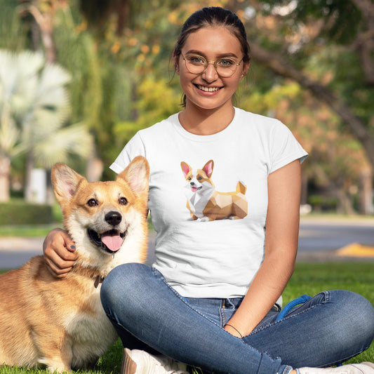 3D CORGI WHITE TEE