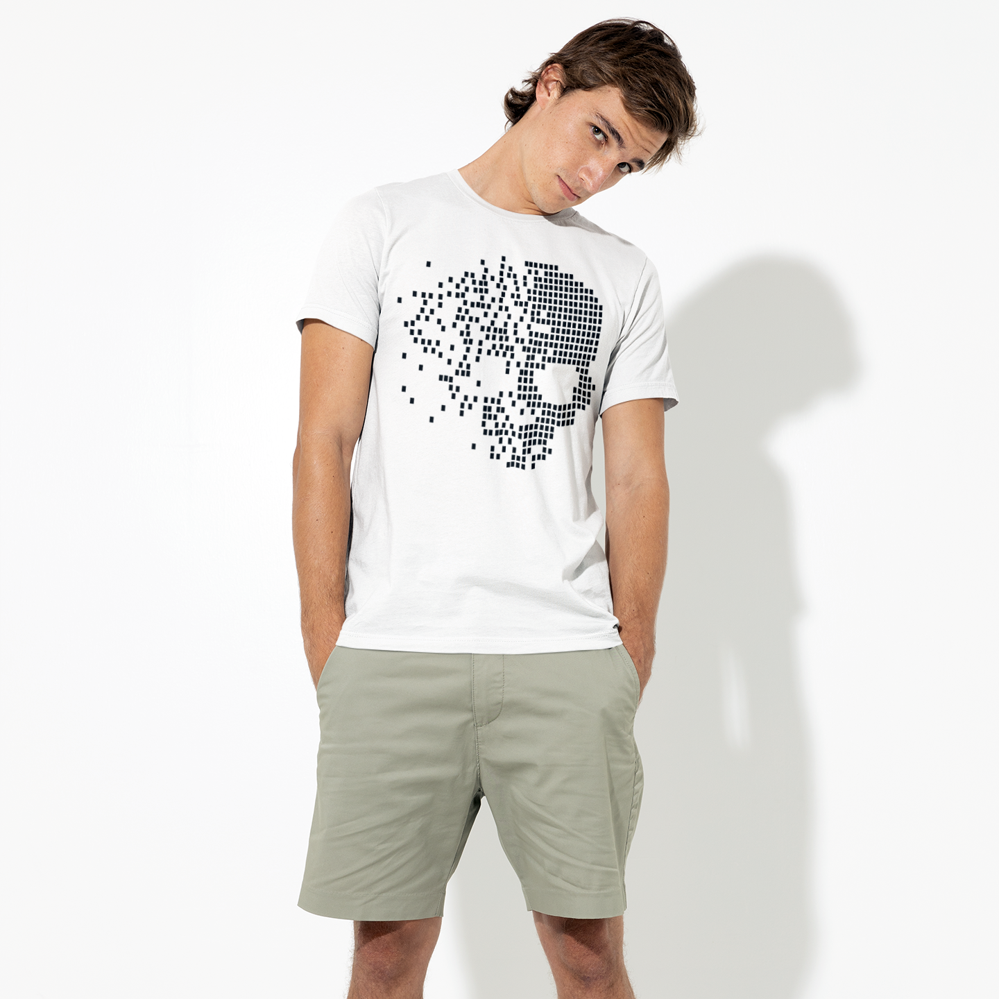 SQUARES SKULL WHITE TEE